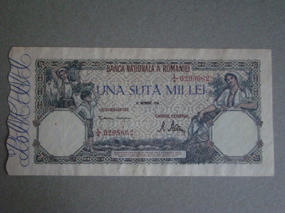 Bancnota 100000 lei 20 Decembrie 1946 ROMANIA - VF+ foto