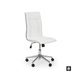 Scaun birou HM Porto, piele ecologica, baza cromata, inaltime ajustabila, rotativ, 90 kg, alb
