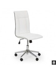 Scaun birou HM Porto, piele ecologica, baza cromata, inaltime ajustabila, rotativ, 90 kg, alb