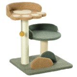 PawHut Copac Zg&acirc;rieturi Pisici 2 Platforme Minge Catifea 43x39x52cm Multicolor | Aosom Romania