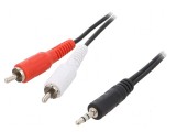 Cablu audio Jack 3,5mm la RCA x2, 1,5m, negru