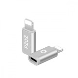 Adaptor universal Micro USB la iPhone 8 pini, PZOZ, pentru cablu telefon mobil, transfer de date si incarcare telefon, Silver