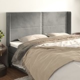 VidaXL Tăblie de pat cu aripioare gri deschis 183x16x118/128cm catifea