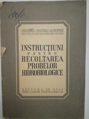 Instructiuni pentru recoltarea probelor hidrobiologice, 1947 MIA foto