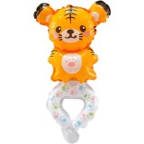 Balon din folie metalizata, flippy, figurine animalute, tip bratara, model tigru, 17x34 cm, ambalaj individual, pai inclus, umflare cu aer sau heliu,
