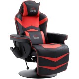 HOMCOM Fotoliu de gaming, Funcție de masaj, spătar &icirc;nclinabil, suport de picioare, p&acirc;nă la 120 kg, cadru din oțel, piele ecologică, Roșu | Aosom Roman