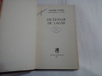 DICTIONAR DE LAGAR - OLIVER LUSTIG foto