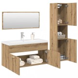 vidaXL Set mobilier de baie, 4 piese, stejar artizanal, lemn prelucrat