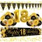 Setul de baloane pentru petreceri Happy 18 Birthday Balloons - 18 ani, auriu + negru