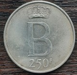 (A783) MONEDA DIN ARGINT BELGIA - 250 FRANCS 1976, BAUDOUIN I, DER BELGEN, Europa