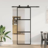 vidaXL Ușă glisantă cu set feronerie neagră 76x205cm sticlă securizată