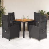 VidaXL Set mobilier de grădină cu perne, 5 piese, negru, poliratan