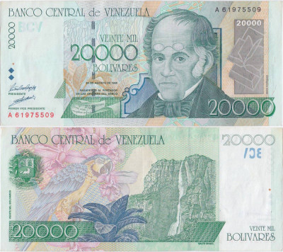 1998 (24 VIII), 20,000 Bol&amp;iacute;vares (P-82a) - Venezuela - stare XF foto