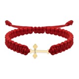 Bratara personalizata snur impletit cruciulita si nume gravat din argint 925 placat cu aur galben 24 karate