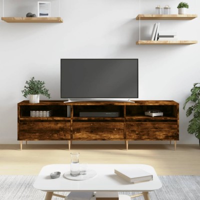 vidaXL Comodă TV, stejar fumuriu, 150x30x44,5 cm, lemn prelucrat foto