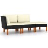 VidaXL Set mobilier grădină, 3 piese, poliratan &amp; lemn masiv eucalipt 315766