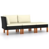 Cumpara ieftin Set mobilier grădină, 3 piese, poliratan &amp; lemn masiv eucalipt