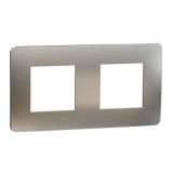 Placa ornament, Unica Studio Metal, doua module, aluminiu, Schneider