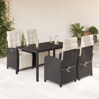 vidaXL Set mobilier de grădină cu perne, 5 piese, negru, poliratan foto