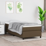 VidaXL Pat box spring cu saltea, maro &icirc;nchis, 100x200 cm, textil