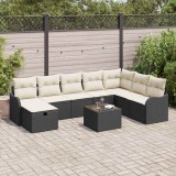 Cumpara ieftin Set de canapele pentru grădină cu pernă 9 pcs Negru Rattan poli