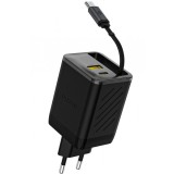 Incarcator Retea Cu Cablu USB-C Dudao A67EU, 67W, 3.35A, 1 x USB-A - 1 x USB-C, Negru