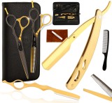 Set profesional de foarfece de tuns și forfece de filat Black Gold + Accesorii