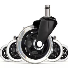 Set 5 roti silicon, universale, pentru scaun birou, gaming, 2.5 inch, negre foto