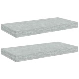 Cumpara ieftin Rafturi de perete suspendate 2 buc. gri beton 50x23,5x3,8 cm MDF