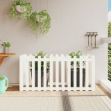 vidaXL Pat Inaltat Gradina cu Gard Alb 150x50x70cm, Lemn Pin Trat, Jardiniera Exterior Flori Plante