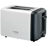 Prajitor de paine compact Bosch DesignLine TAT3P421, Functie de dezghetare si incalzire, 970 W, 2 felii, Alb