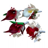 Set 4 Cocarde flori pentru piept, cale real touch, trandafir parfumat si plante Naturale Uscate