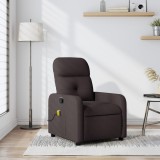 vidaXL Fotoliu de masaj rabatabil, maro &icirc;nchis, material textil