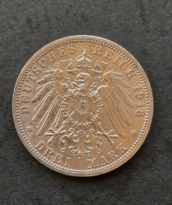 3 Mark &amp;quot;Wilhelm II von Preussen&amp;quot; 1913, Statele germane - G 4447 foto