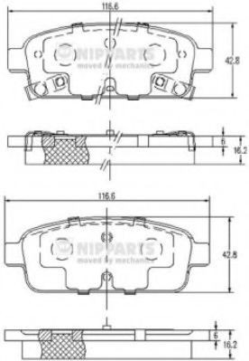 Set placute frana,frana disc OPEL ASTRA J GTC (2011 - 2016) NIPPARTS N3610906