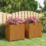 vidaXL Jardiniere cu picioare 2 buc. ruginiu 40x40x40 cm oțel corten 823681