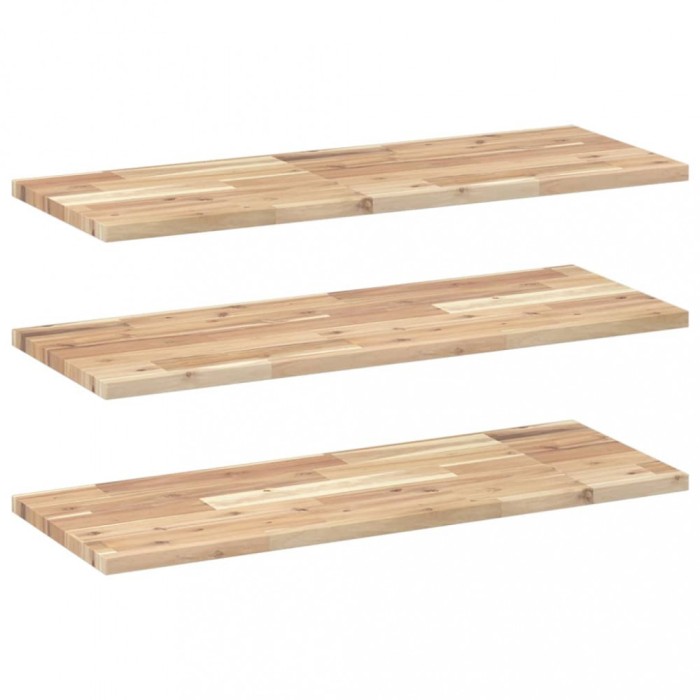 Rafturi suspendate 3 buc. 80x30x2 cm lemn masiv acacia netratat