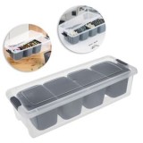 Cutie Organizator din Plastic cu 4 Compartimente Detasabile, 37,5x14,5x9,5cm, Gri Antracit, CMCLASS