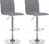 Set 2 scaune de bar, Vasagle, 40 x 42 x 94-114 cm, inaltime reglabila, fier/imitatie in, gri