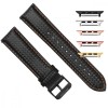 Curea piele compatibila Apple Watch 9|8|7|6|5|4|3|2|1 Series, 49mm|45mm|44mm|42mm, Negru/Portocaliu