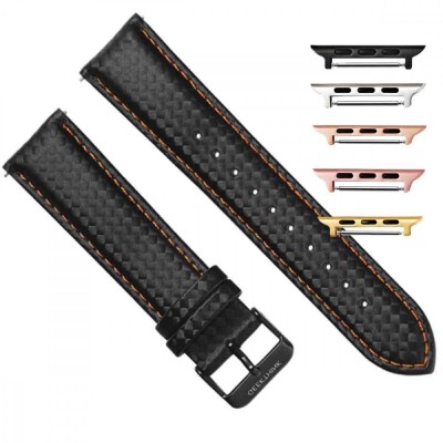 Curea piele compatibila Apple Watch 9|8|7|6|5|4|3|2|1 Series, 49mm|45mm|44mm|42mm, Negru/Portocaliu foto