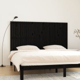 VidaXL Tăblie de pat pentru perete, negru, 204x3x110 cm lemn masiv pin