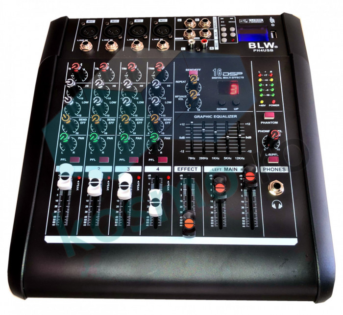 Mixer audio amplificat bluetooth 4 canale 2x250W, Consola DJ amplificare boxe