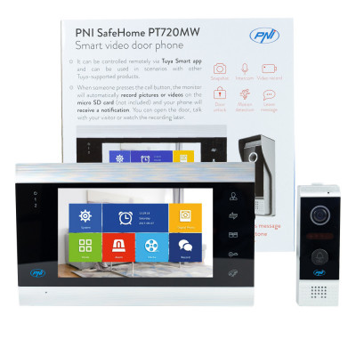 Resigilat : Interfon video inteligent PNI SafeHome PT720MW WiFi HD, P2P, monitor i foto