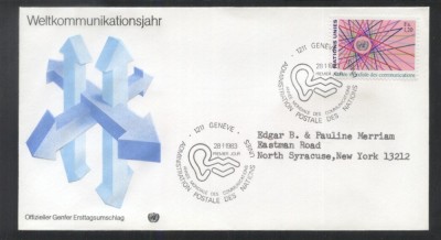 UN Geneva 1983 World communication year Mi.111 FDC UN.223 foto
