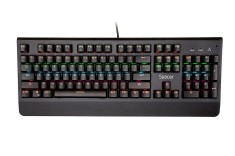 Tastatura Spacer SPKB-MK-01 cu fir, USB, switch-uri mecanice albastre, 50 mil. apasari, 104 taste, anti-ghosting 26 taste, anti-spill, palm rest metal foto