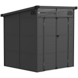 Outsunny 1,9 x 1,9 m Magazie de grădină, magazie pentru scule din plastic, uși care pot fi &icirc;ncuiate, 2 orificii de ventilație, Gri &icirc;nchis | Aosom Roma