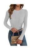Tricou cu m&acirc;neci lungi și guler rotund pentru femei, stil Y2K modern &ndash; croială normală &ndash; M