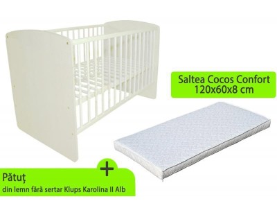 Patut Klups Karolina II Alb + Saltea 8 MyKids Confort II GreatGoods Plaything foto