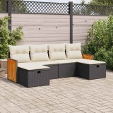 Cumpara ieftin Gossi set mobilier de gradina cu perne, 6 piese, negru, poliratan